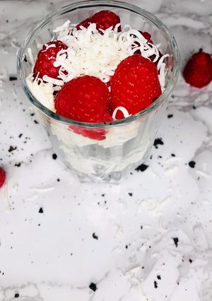A picture of Raspberry and Oreo dessert shooter.