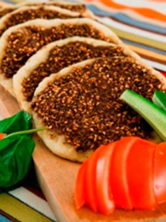 A picture of Open-faced thyme pies - manakeesh bi zaatar.