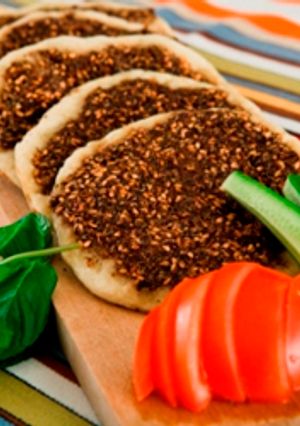 A picture of Open-faced thyme pies - manakeesh bi zaatar.
