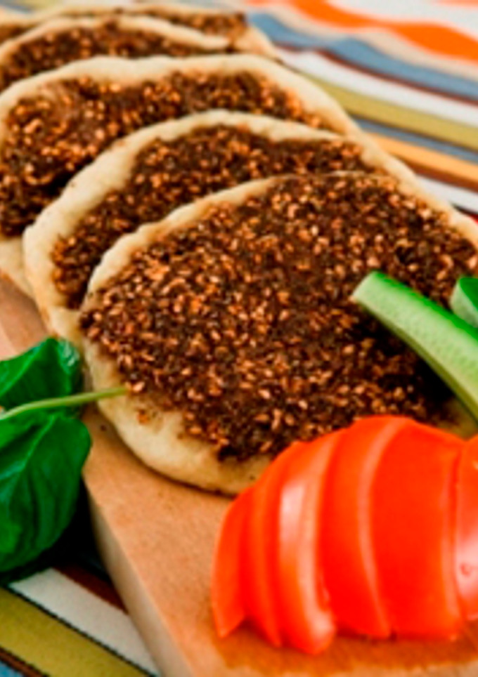 A picture of Open-faced thyme pies - manakeesh bi zaatar.