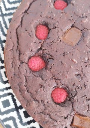 Une photo de Moelleux chocolat framboise