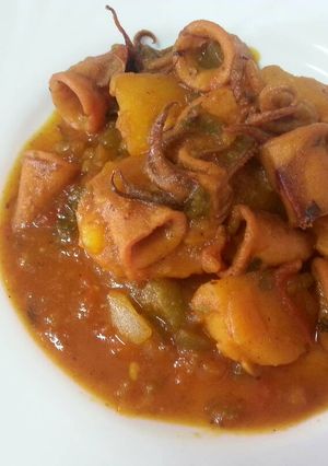 A picture of Baby Squid Stew with Potatoes.