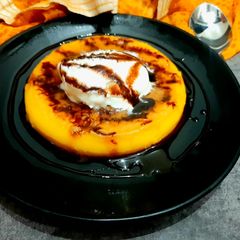 A picture of Caramel custard pudding.