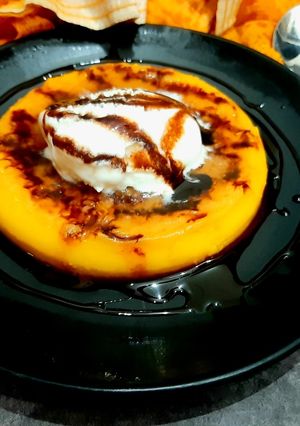 A picture of Caramel custard pudding.