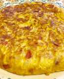 Spanish Potato Omelette with Onion, Red Pepper, and Ham