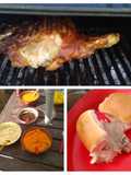 Asado a la parrilla de pernil de chancho con salmuera de miel