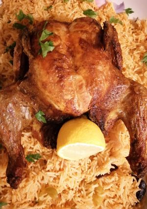 صورة لوصفة رز احمر ودجاج مشوي
