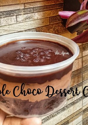 Foto resep Triple Choco Dessert Cake No Oven