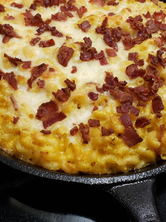 A picture of Butternut Squash Mac and Cheese with Bacon.