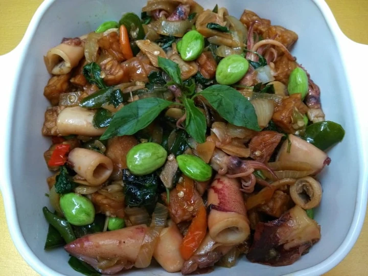 Cara Gampang Membuat Resep  Oseng cumi asin pete kemangi yang Enak Banget, Sempurna