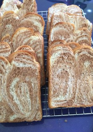 Foto resep Roti Tawar Marbel Coklat (sponge dough method) *M27