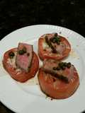 Brad's cheesey tomatoes with seared ahi tuna and capers