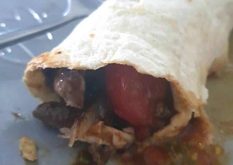 My Steak & Onion wrap with a Tennessee whisky Beef Sauce.π