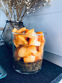 Una foto de Pudding de chía con melocotón