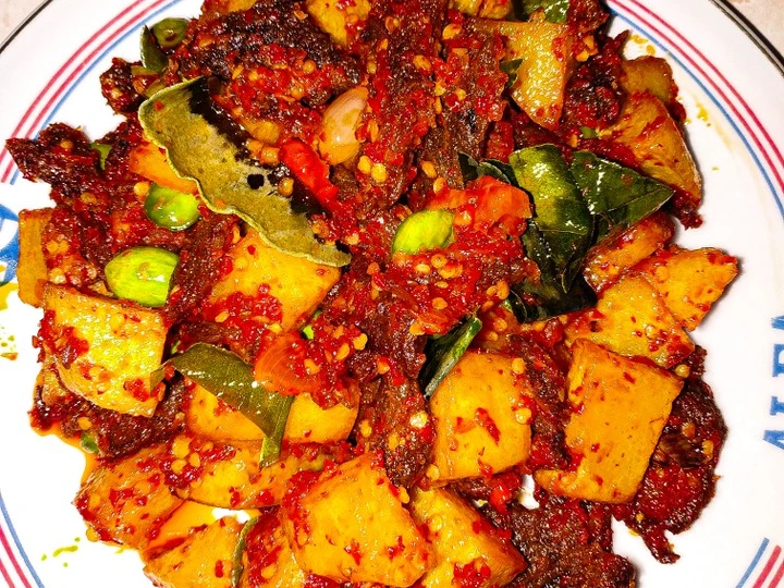 Cara Gampang Membuat Resep Balado Daging Sapi Kering Kentang Petai yang Lezat