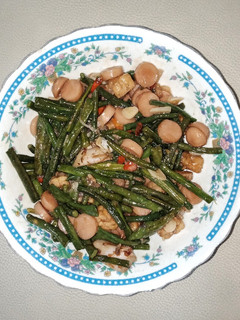 Foto resep Oseng kacang panjang, tempe dan sosis