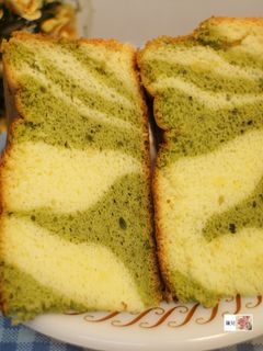抹茶斑馬紋戚風蛋糕 的食譜成品照片