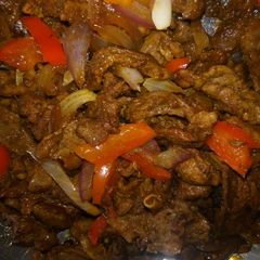 BBQ Steak strips(pizza topping) A picture of BBQ Steak strips(pizza topping).