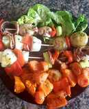 Brochetas de champiñones y verduras asadas #recetariocamino