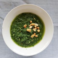 A picture of Imifino (African wild greens) pesto.