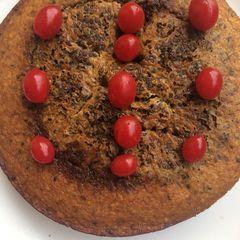 A picture of Black sesame cake with jaggery.