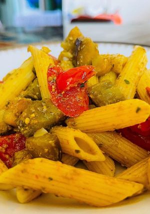 A picture of Mediterranean Pasta with Genovese Pesto.