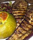 Zapallitos verdes rellenos acompañados de berenjenas asadas!!🍆🍆