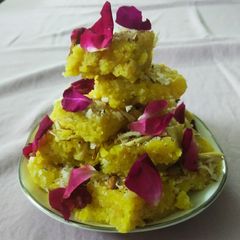 Moong dal barfi A picture of Moong dal barfi.