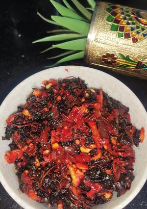 A picture of "Laal saag stir fry".