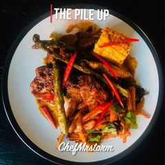 The Pile-Up (Sticky-Spicy Spare Ribs Chop) A picture of The Pile-Up (Sticky-Spicy Spare Ribs Chop).