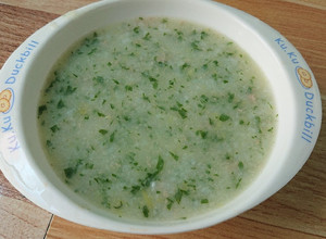 Hình của món Ăn dặm: Cháo thịt bằm mix khoai lang và cải ngọt.