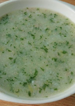 Hình của món Ăn dặm: Cháo thịt bằm mix khoai lang và cải ngọt.