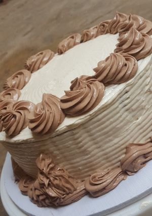 A picture of Chocolate whipped cream frosting.
