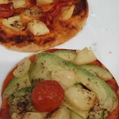Gluten free mini pizzas no cheese A picture of Gluten free mini pizzas no cheese.