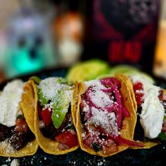 A picture of Slow-Cooked Chipotle Beef Heart Tacos.