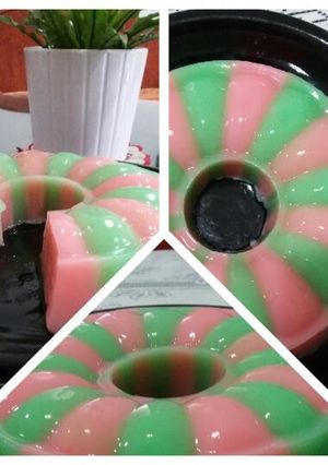 Foto resep Puding susu merah hijau