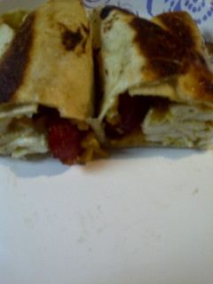A picture of Breakfast in a tortilla.