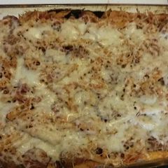 A picture of Baked Ziti with Meatballs and Sausage.
