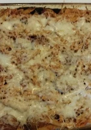 A picture of Baked Ziti with Meatballs and Sausage.