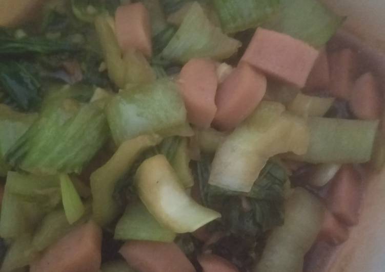 Resep Sayur pokcoy kuah sosis Anti Gagal