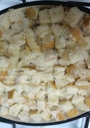 Una foto de Budín de verduras con costra de pan