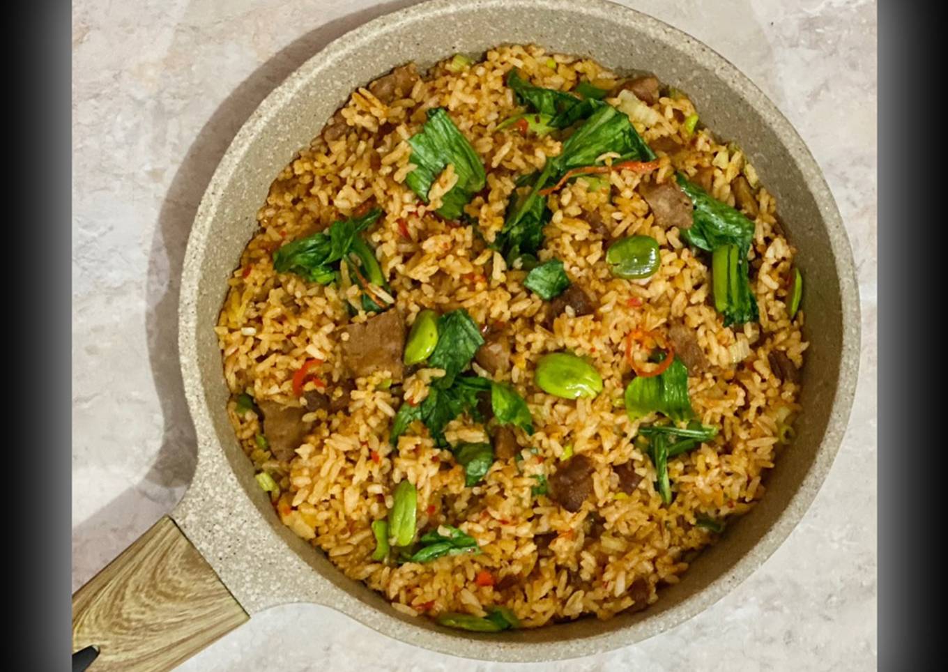 Nasi Goreng Campur Pete, Daging, Bakso dan Pakcoy