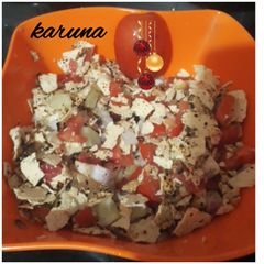 A picture of Papad salad.
