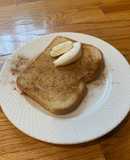 Toast with cinnamon and whip cream on it (^^)