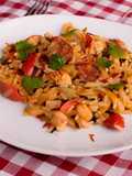 Jambalaya de jamón y pollo