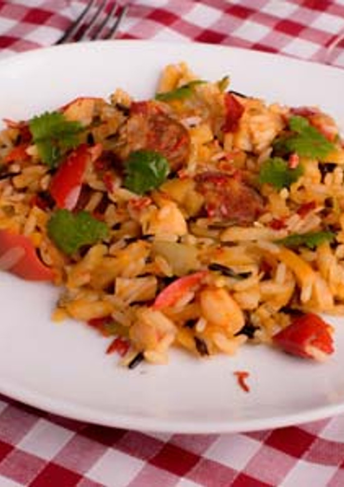 Una foto de Jambalaya de jamón y pollo