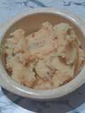 Puré de papas con pollo picado y morrón asado