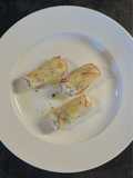 Involtini di mela con granchio, gel e glassa al limone
