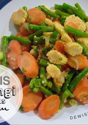 Foto resep Tumis Pelangi Saus Tiram (Wortel, Buncis, Baby Corn)