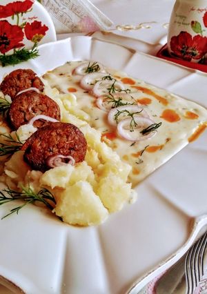 Kapros tökfőzelék füstölt kolbásszal recept fotója